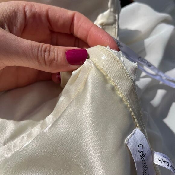 Calvin Klein Silk Strapless Maxi Dress Size 8 Bridal Wedding Gown Formal White - Picture 11 of 14